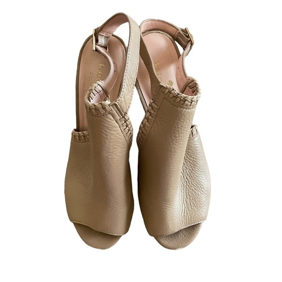 Kate Spade New York Light Taupe Open Toe Chunky Heel Slingback Shoes - Picture 13 of 16